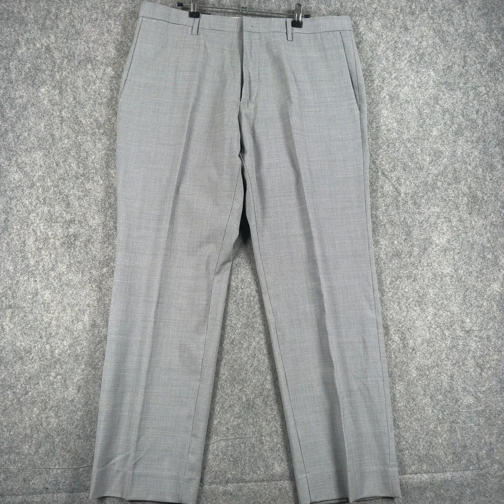 Banana‎ Republic Dress Pants Mens 35x30 Gray Wool Modern Slim Fit Nanotex Check